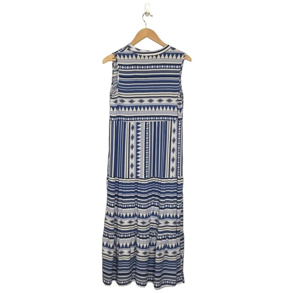 New Mlle Gabrielle Womens Size Small V Neck Sleeveless Midi A Line Dress Blue - Picture 5 of 8